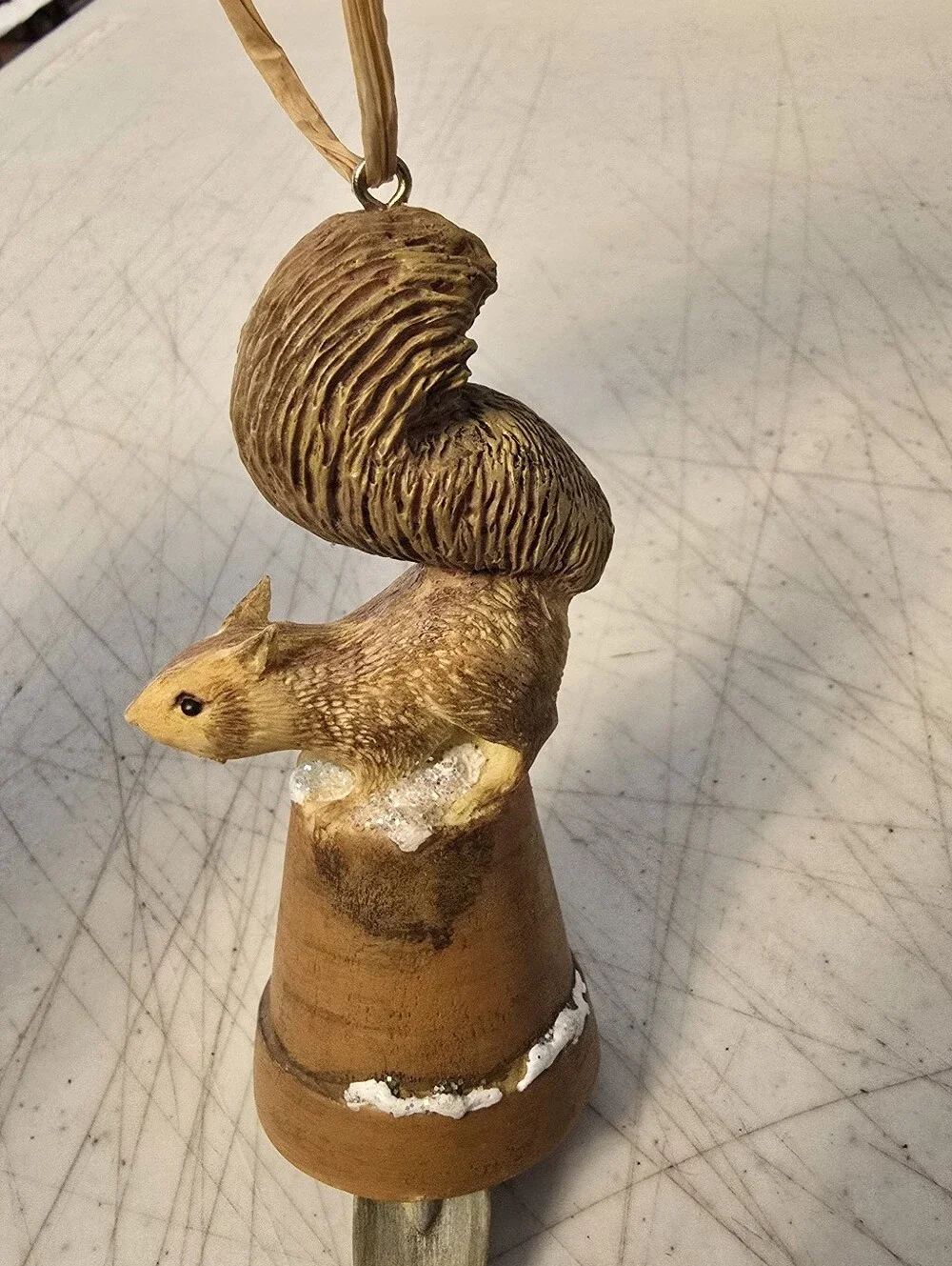 Marjolein Bastin Hallmark Squirrel On Flower Pot Bell Shovel Christmas Ornament